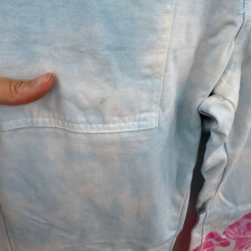 BIG BUD PRESS High‎ Rise Work Pants Airbrush Blue Tie Dye Pink Mushroom Print S - Picture 4 of 9
